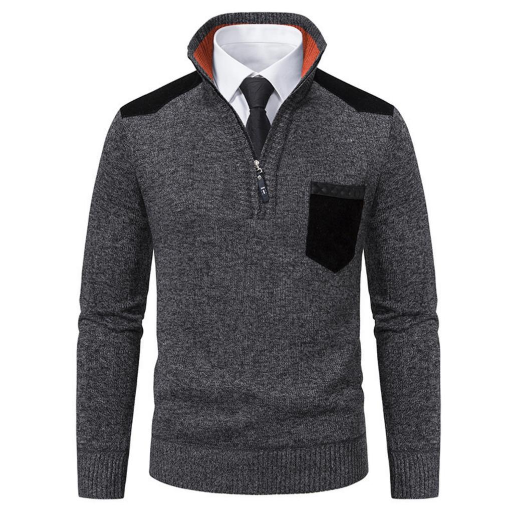 Men's JumperSweaters Knit Sweater Ribbed Knit Regular Tops Splice Knitted Color Block Stand Collar Fashion