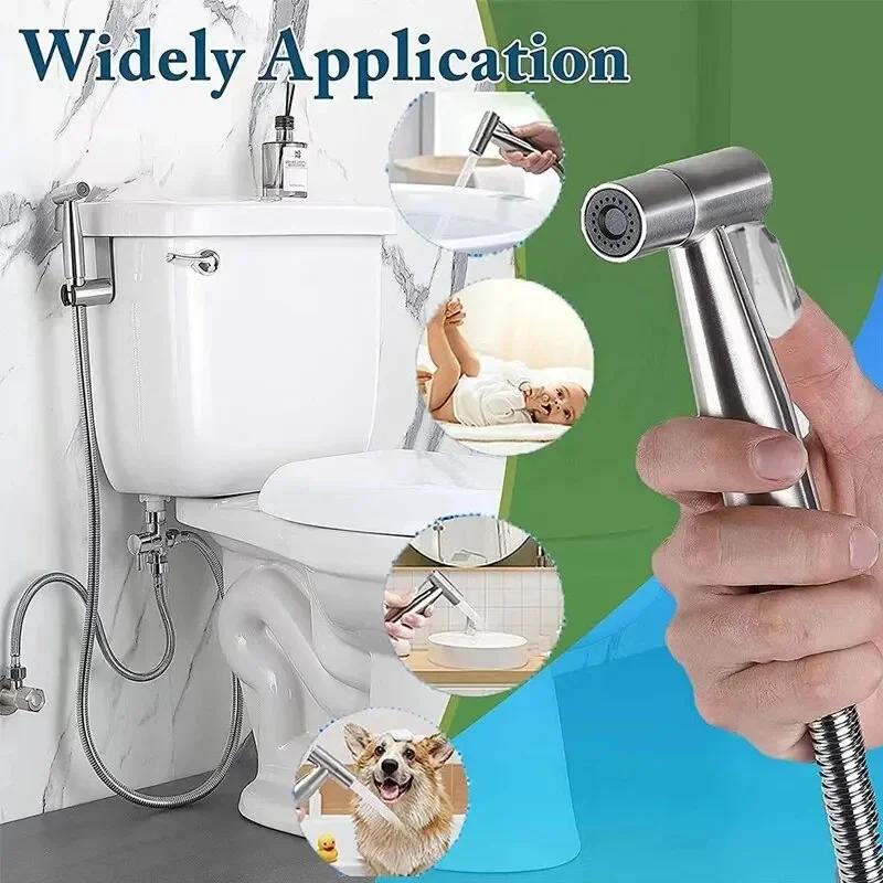 Stainless Steel Sprayer Gun Hand Handheld Toilet Faucet Sprayer Held Bidet Spray Bathroom Self Cleaning Shower Head Hand Faucet