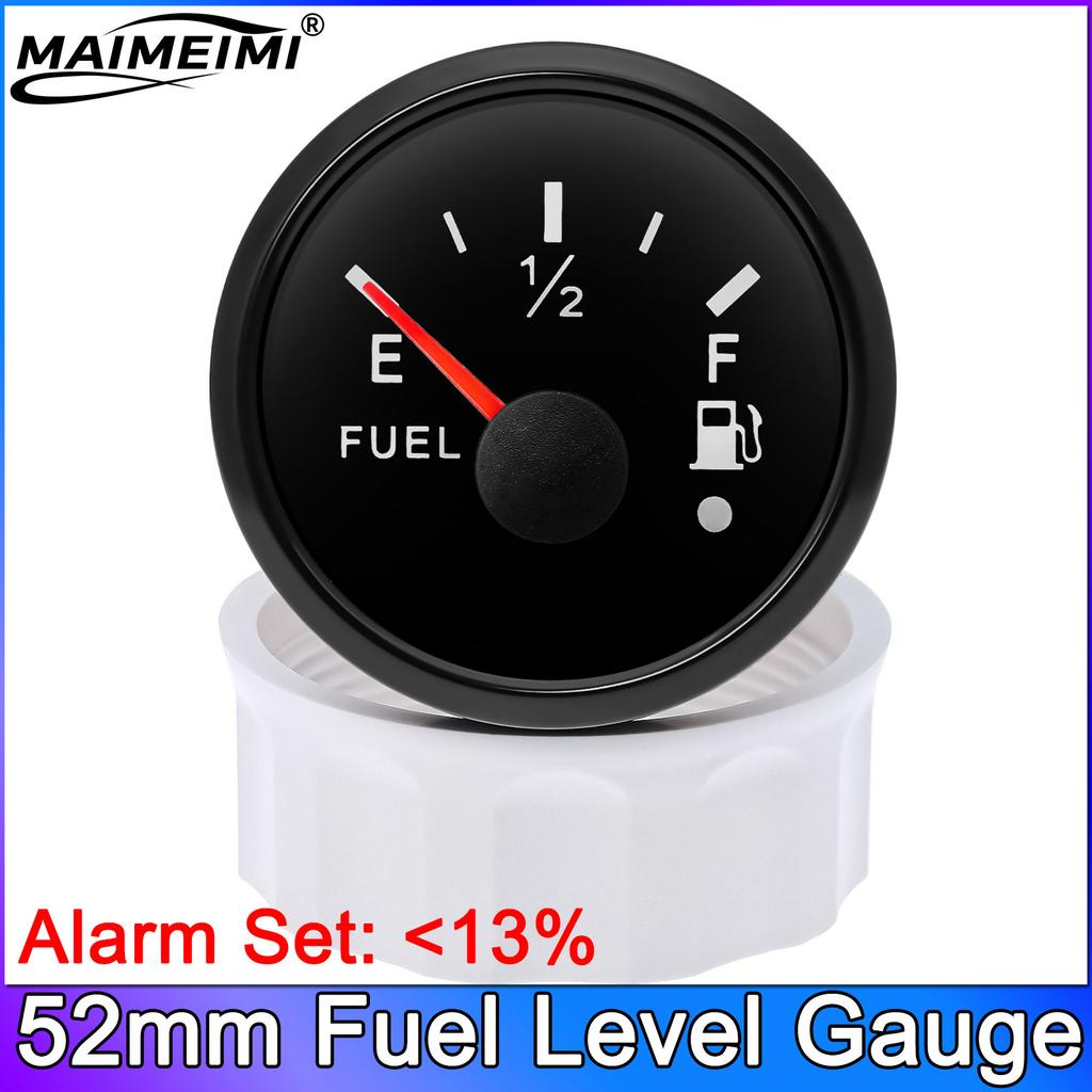 52MM Fuel Level Gauge With Red Backlight Warning Light 0-190 Ohm 240-33ohm Fuel Tank Indicator For Car Marine Yacht Boat 12V 24V