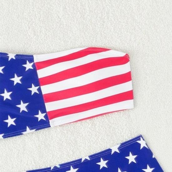 Dames Europeisk & Amerikansk Flagg-Inspirert Todelt Badeplagg - Malt Design, Sexy & Samlet Bikini