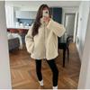 Winter Women's Wool Fluffy Lapels Jacket Fashion Double Zip Solid Color Long Sleeve Female Autumn Pockets Lady Jackets