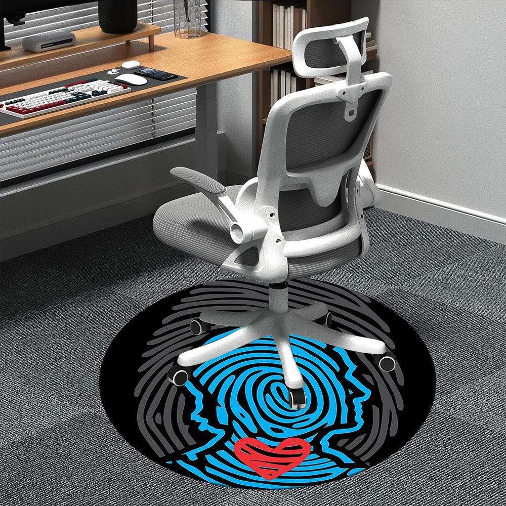 

1pc Fingerprint Heart Office Round Area Rug, Indoor Mat Suitable ForOffice, Under Office Chairs Bedroom Living Room Home Decor, D141 80cm by 80cm