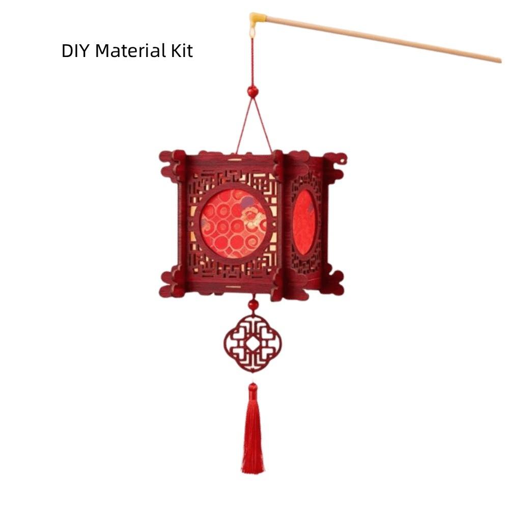 New Year DIY Spring Festival Lanterns Luxury LED Luminous Wooden Lanterns Festival Decorations
