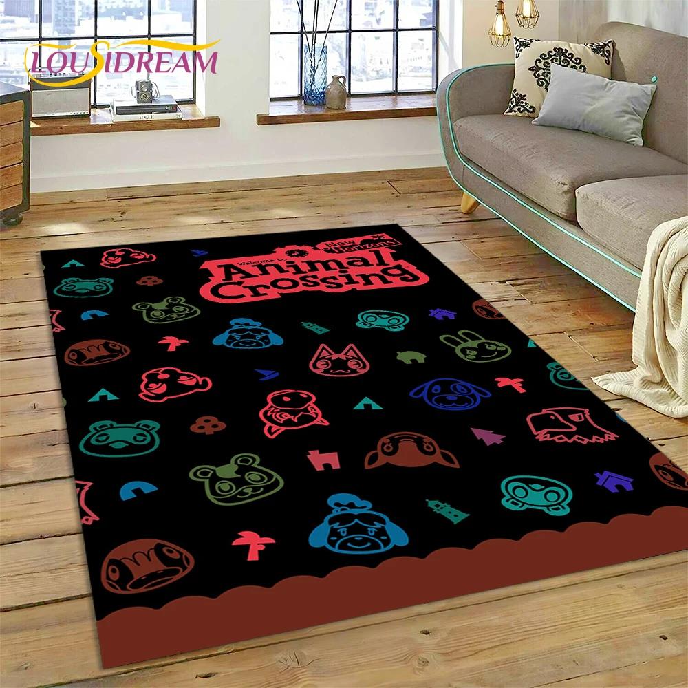 Tappeto 3D carino Animal Crossing New Horizons Cartoon per soggiorno camera da letto arredamento per la casa, decorazione antiscivolo per divano regalo per bambini