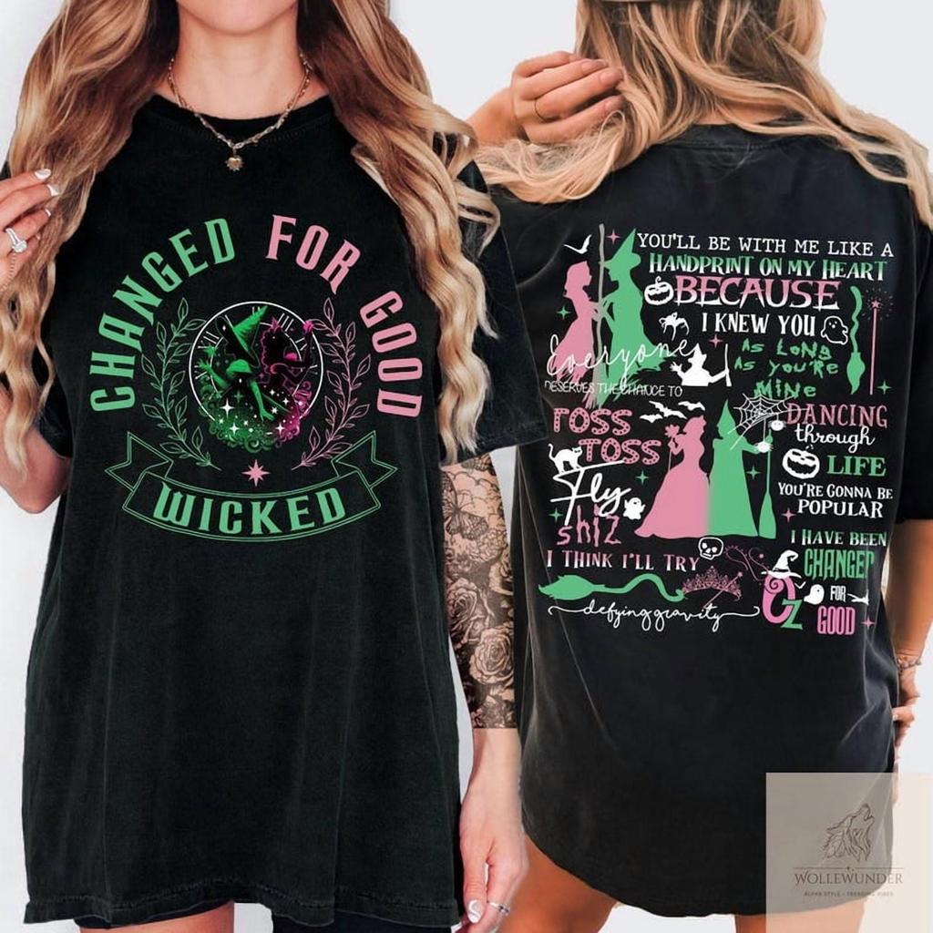 Unisex High Quality Cotton Tees Wicked for Good T Shirts Defy Gravity Broomstick Magic Top Wand Wizard Movie Fan Loose Tshirts