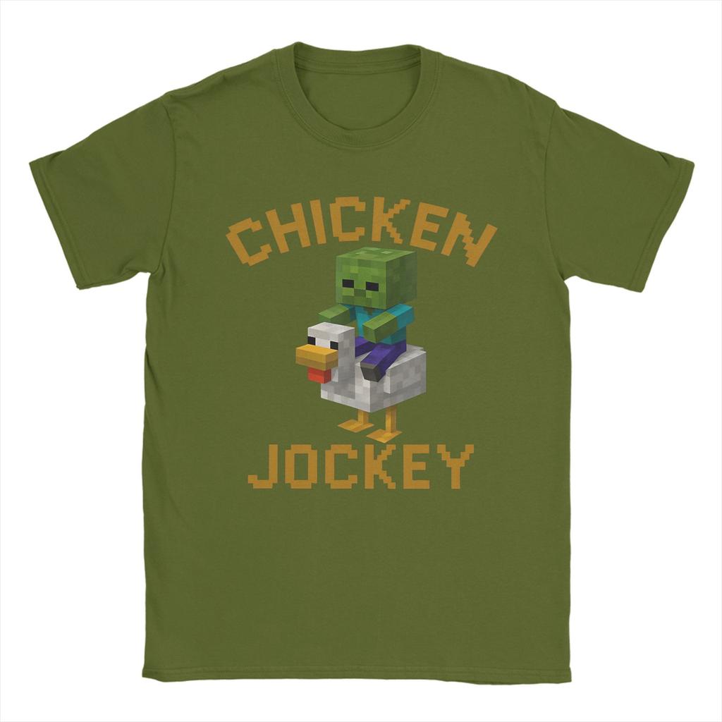 Chicken Jockey Zombie Pixel 2025 T Shirt Summer Gamer Fashion T Shirts Men Cotton O Neck Plus Size Clothing Short Sleeve Street