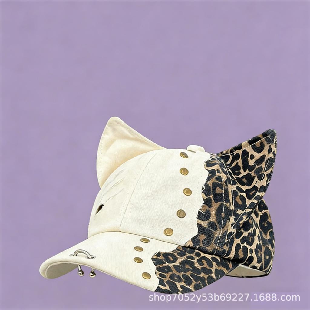Fashion Hat New Baseball Cap Children's Spring Fashion Rivet Ripped Peaked Cap Big Brim Trendy and Small Face