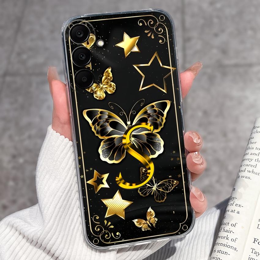 For Samsung A17 A16 A15 A14 A13 A12 M16 M14 M13 M12 M10 Pretty Butterfly Letter Clear TPU Phone Cover Lens Protection Anti Slip Shell For Samsung Case