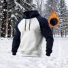 2025 Herren Retro Lässiger Schulterfleck Farbe Locker Kapuzen-Sweatshirt mit Fleece und Verdickung