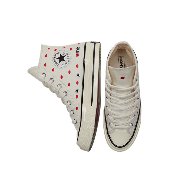 Converse Chuck 70 Vyšívané Rty High Love Me - Vintage Bílé Unisex Tenisky Univerzitní Červená A01601C