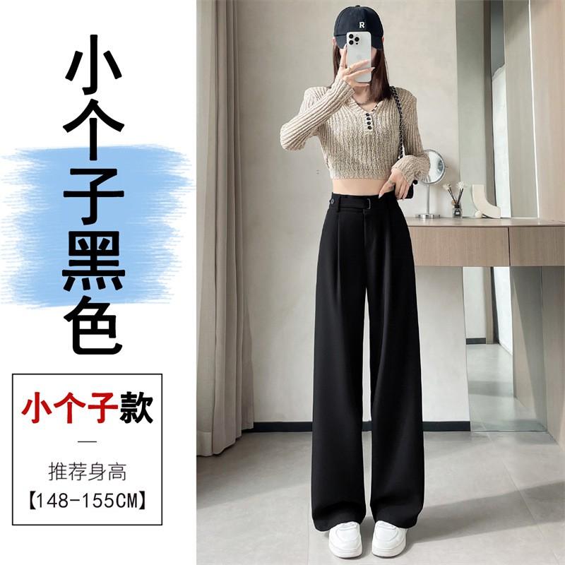 Womens High-Waisted Wide-Leg Trousers Slim Fit Tailored Pants Office Wear Gray