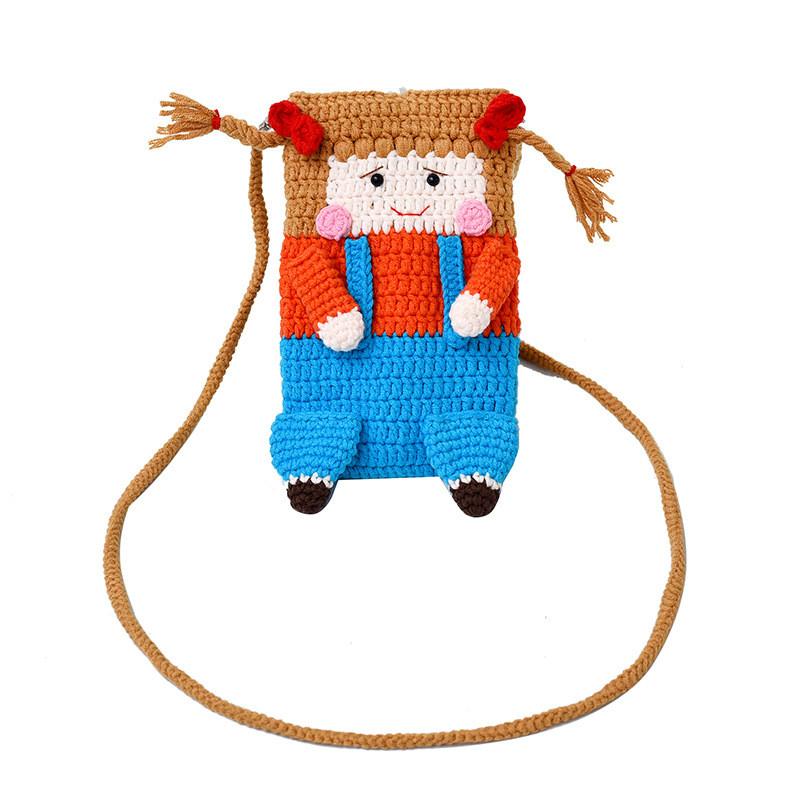 Diy Knit Bag Mini Shoulder Purse With Phone Pocket For Daily Use