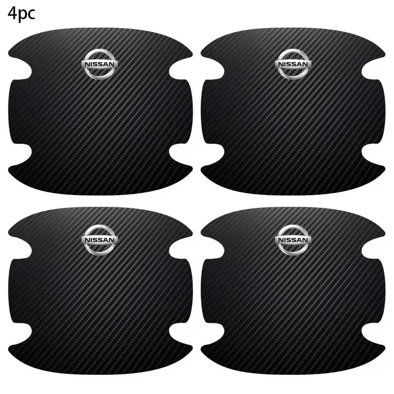 4pcs Carbon Fiber Car Door Bowl Handle Anti-Scratches Sticker For Nissan Nismo Juke Note Versa Almera X-Trail Xterra Qashqai