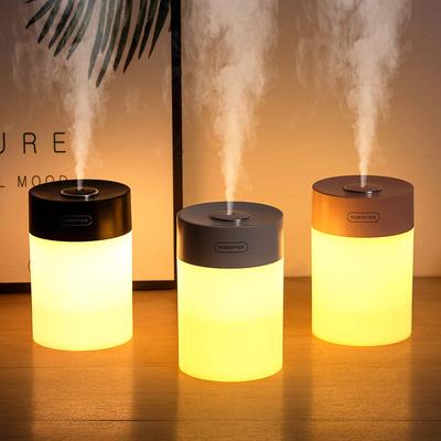 Humidificador de aire portátil Usb, difusor ultrasónico de generador de niebla de agua fría con lámpara Led cálida, Mini Humidificador de aromaterapia, 600ml