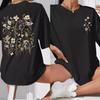 Women's Spring/Summer Fresh Print Short-Sleeve Top Breathable Loose-Fit Pullover T-Shirt