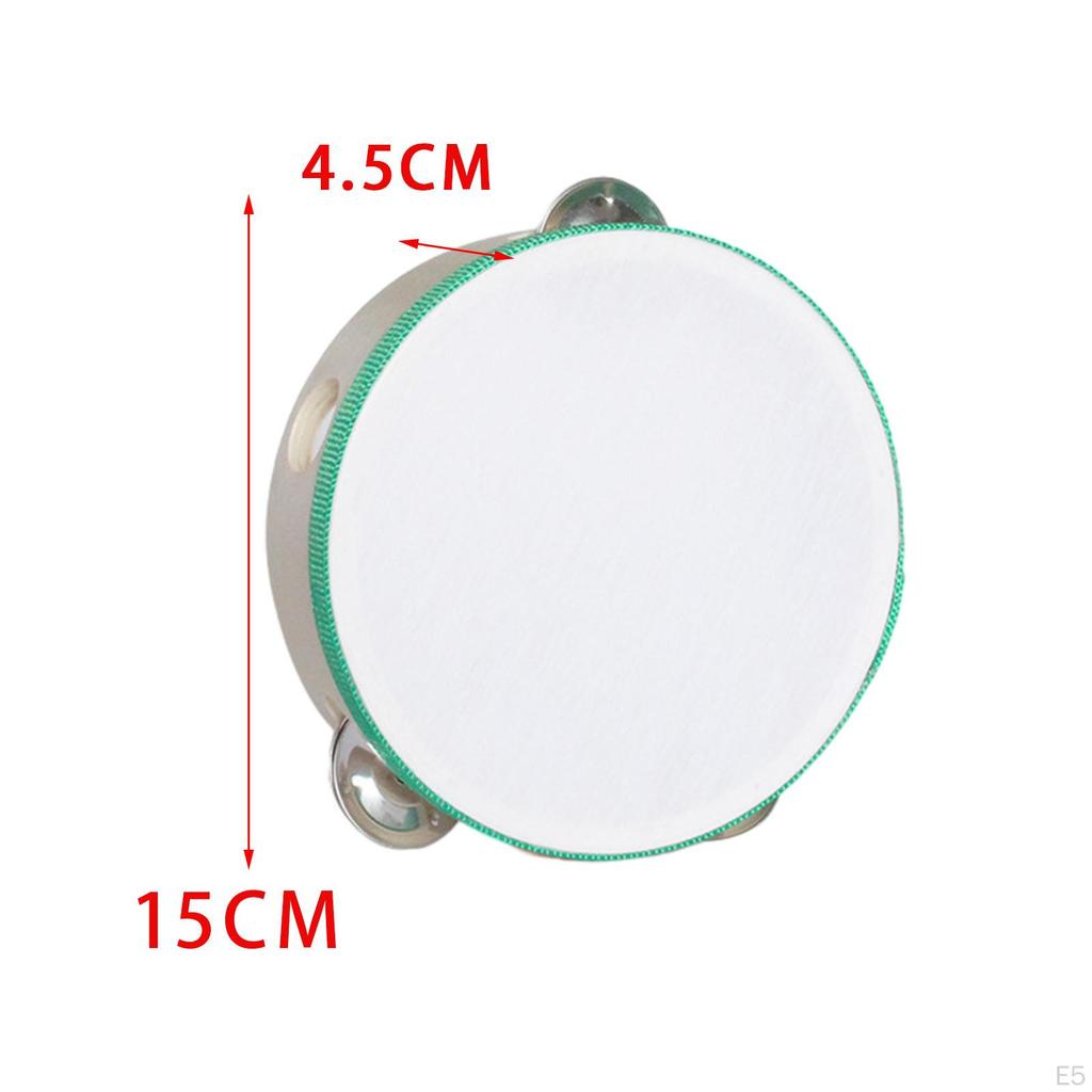 Double Rows Tambourine Wooden Tambourine, Percussion Drum, Metal Bell Hand Drum for