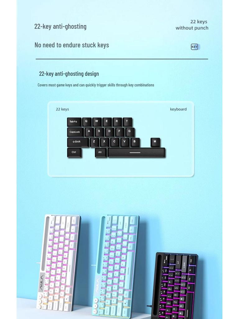 Tarantula F3061 Mini Kabelgebundene Stille Gaming-Tastatur für Laptops und Büros