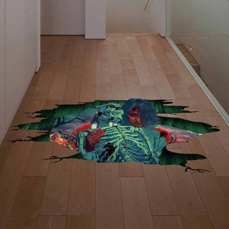 3D Halloween Floor Stickers: Stereoscopic Horror Props for Indoor Decor in Malls, Stores, or Bars
