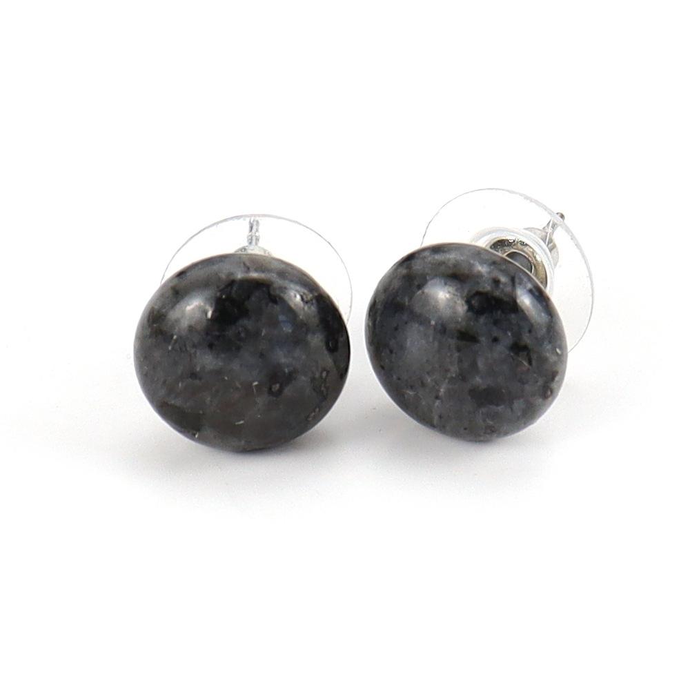 Tiktok Natural Semi-Precious Stone Crystal Tiger Stone Amethyst Bread Beads Stud Earrings Ball Earrings E45