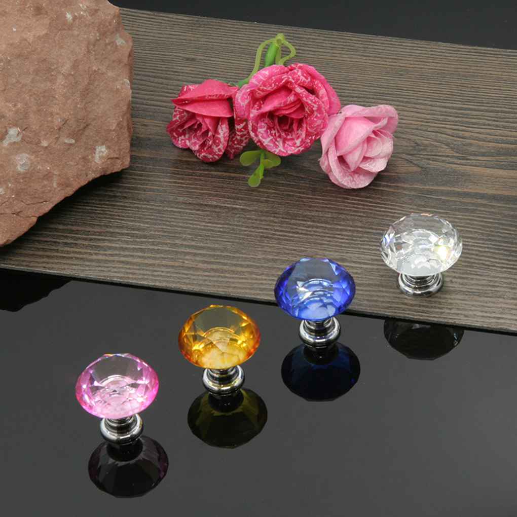 Vintage Door Colorful Glass Shinning Round Handles Pull Knobs for Kitchen Cabinet Cupboard Wardrobe Drawer by Jooan