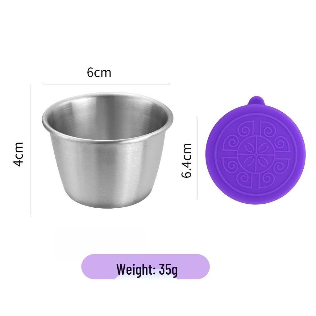 304 Stainless Steel Sauce Container with Silicone Lid, Sealed, for Outdoor Use and Seasoning.