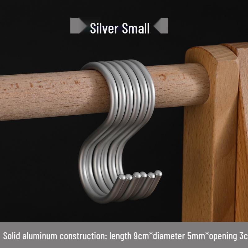 S-Shaped Aluminum Alloy Hook for Clothing, Kitchen, and Wardrobe - Modern Minimalist Design.