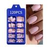 120Pcs Pink Press On Nails Short Square Wearable Fake Nails Tips Full Cover False Nails Finger Decoration Daily Wear Nail Supplies