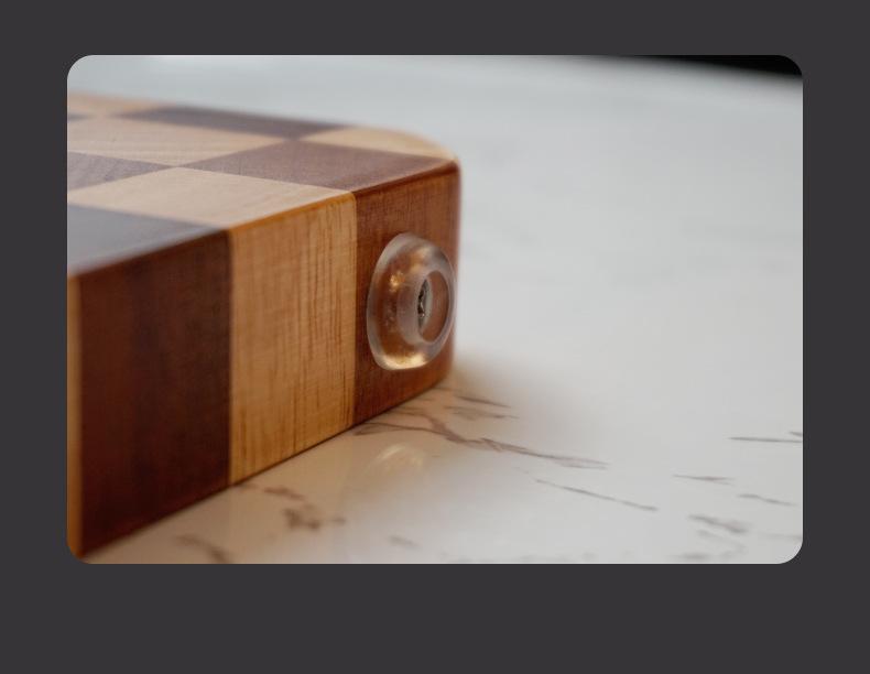 Thickened Rubber Wood Checkerboard Cutting Board with Stainless Steel Handle
