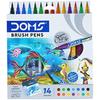 DOMS 14 Shades Brush Pen Box Pack | Super Soft Tip With Brilliant Colors | Water Based Ink Which Gives Water Color Effec