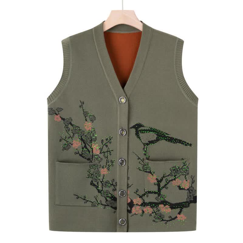 Hodo Women's Plus Velvet Knitted Cardigan Vest