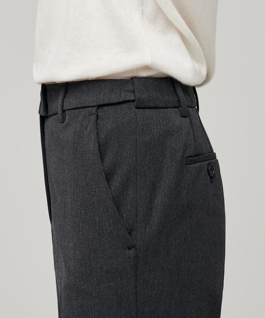 MUSINSA STANDARD WOMAN Women'S Heavyweight Fleece-Lined Straight Hidden Elastic Waist Slacks [Charcoal Gray]