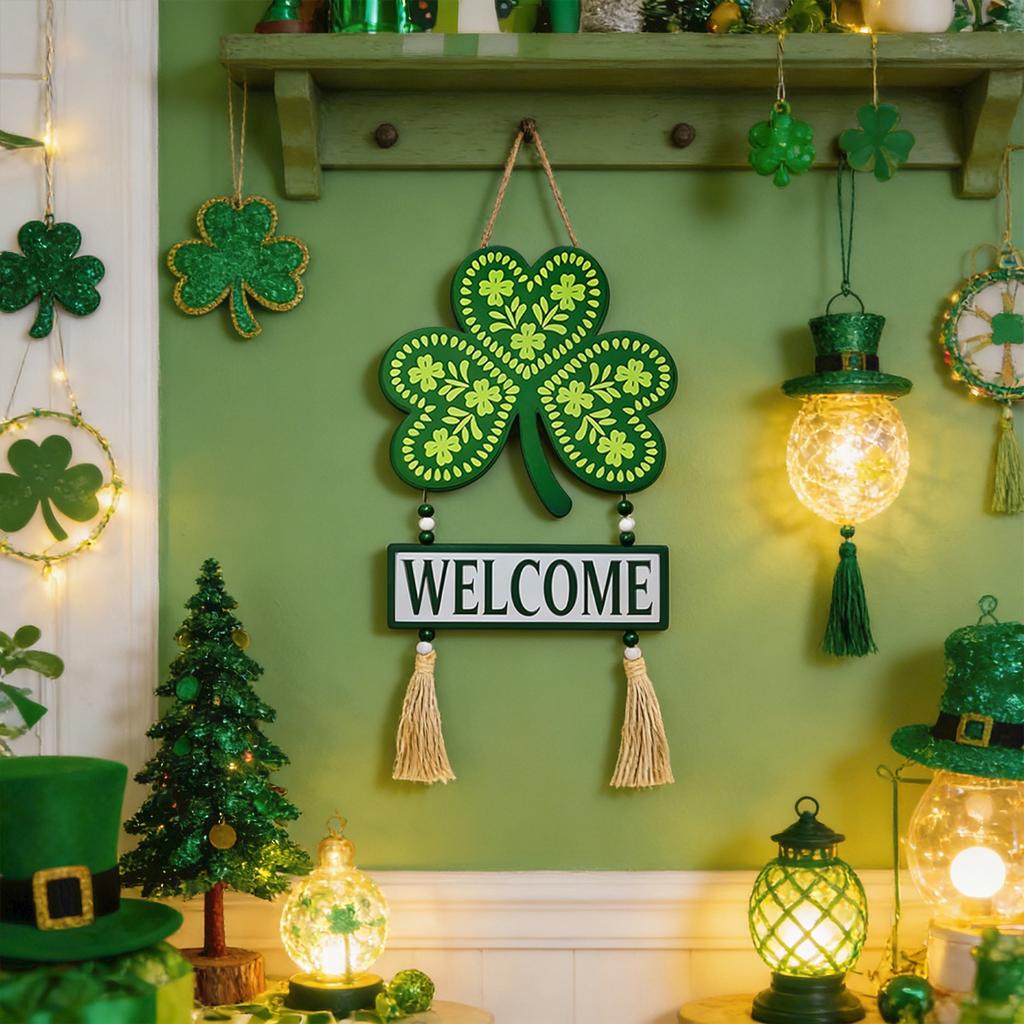 St. Patrick's Day Decorations Wooden Door Hanger With Wooden Sign