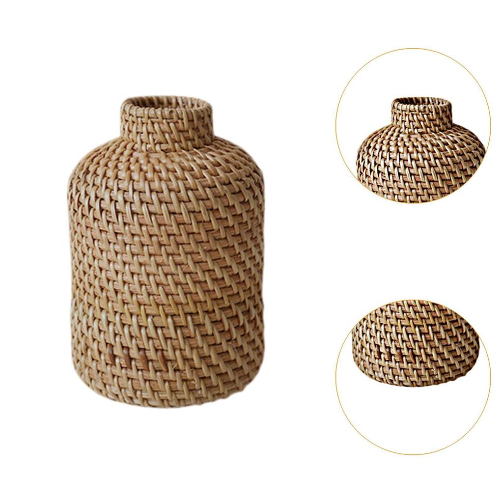 Woven Plant Pot Versatile Holder Table Centerpieces Rattan Flower Vase Ornaments for Desktop Wedding Living Room Home Office
