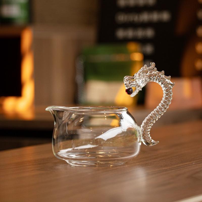 Glass Teapot Gong Dao Bei Dragon Design High Temperature Resistant Tea Server Pitcher for Chinese Tea Ceremony Home Use