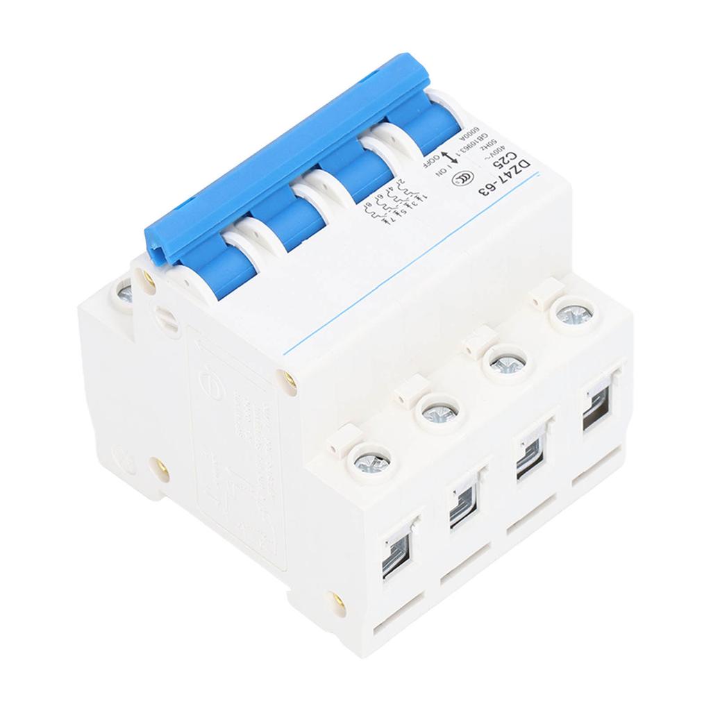 Miniature Circuit Breaker 4P Residual Current Isolator DIN Rail Mount AC 400V 25A