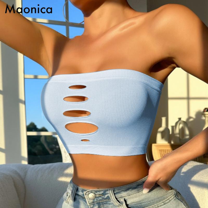 S-XL One-line Invisible Bra Seamless Breathable Hollow Underwear Ladies Summer Tube Top