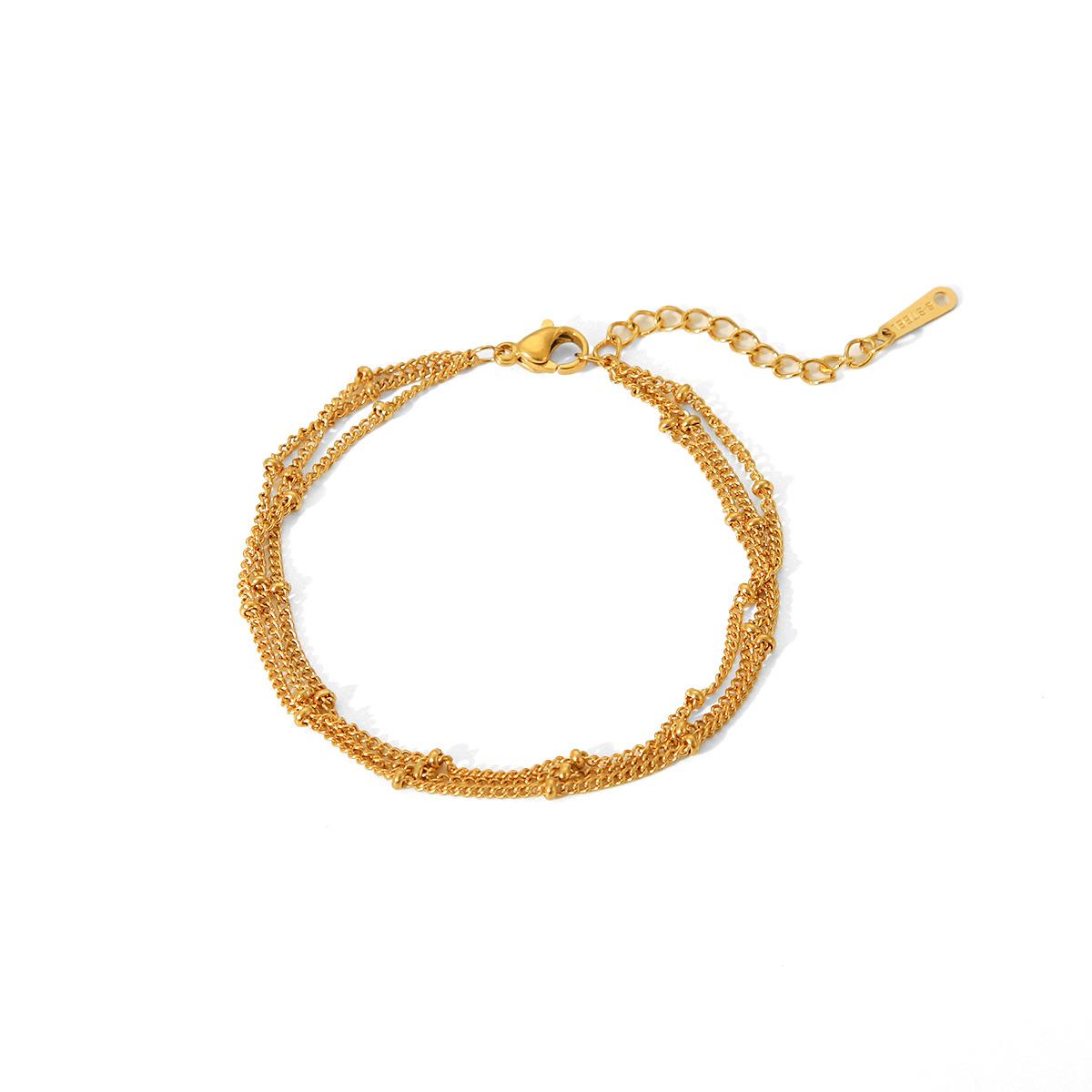 

Fashionable influencer bracelet, 18K gold stainless steel hand jewelry, three-layer trendy chain bracelet accessory