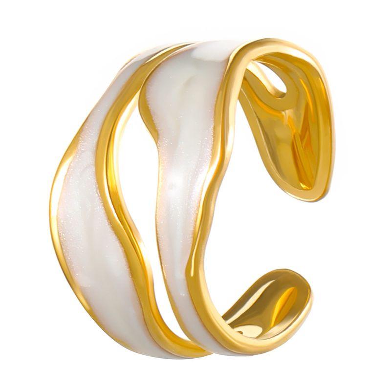 Bohemian Oil Drip Gradient Vintage Layered Titanium Steel Ring European and American Ins Style Geometric Open Stainless Steel Ring