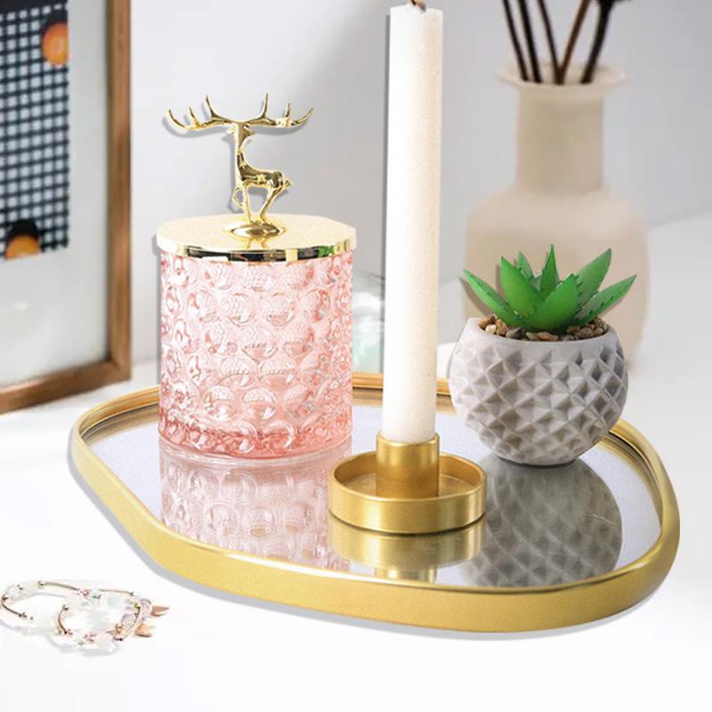 1Pc Potato-shaped Light Luxury Home Table Decoration Gold Nordic Shooting Props Jewelry Mirror Tray