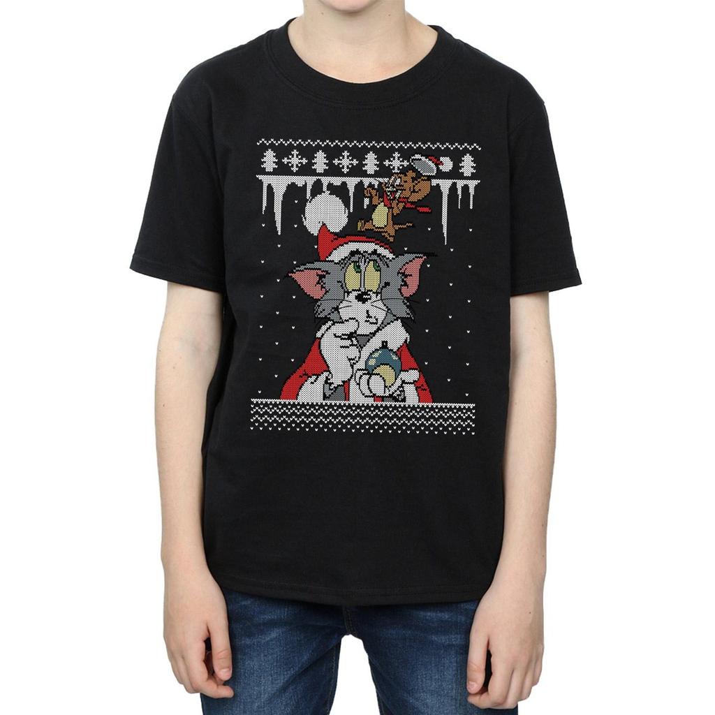 Tom and Jerry Boys Christmas Fair Isle T-Shirt