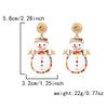Christmas Colorful Rhinestone White Enamel Snowman Drop Earrings Glitter Holiday Dangle Earring Jewelry For Women Men Party Gift