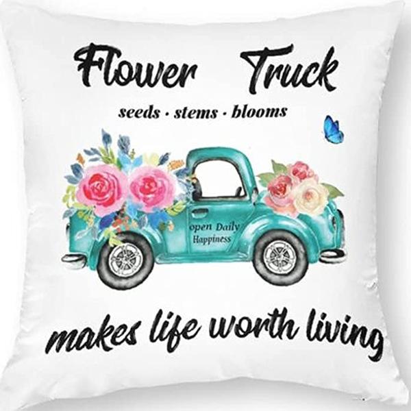 Retro American Plant Floral Print Linen Pillow Case Living Room Sofa Car Pillow Cushion