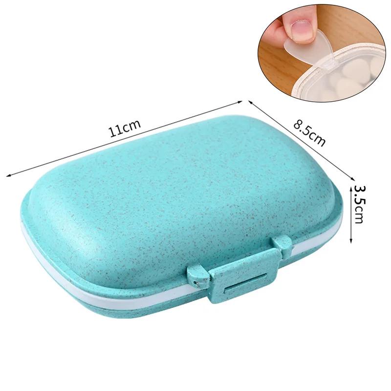 Mini Portable 6 Grids Pill Box Travel Medicine Organizer Container Wheat Sealed Tablets Storage Dispenser Box for Medicines