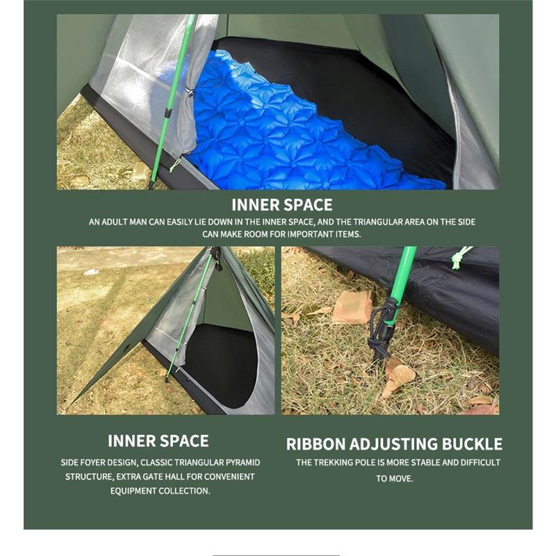 Ultralight Single Person Pyramid Camping Tent Waterproof Silicone Coated Ripstop Nylon Hiking Shelter Outdoor Accessories
