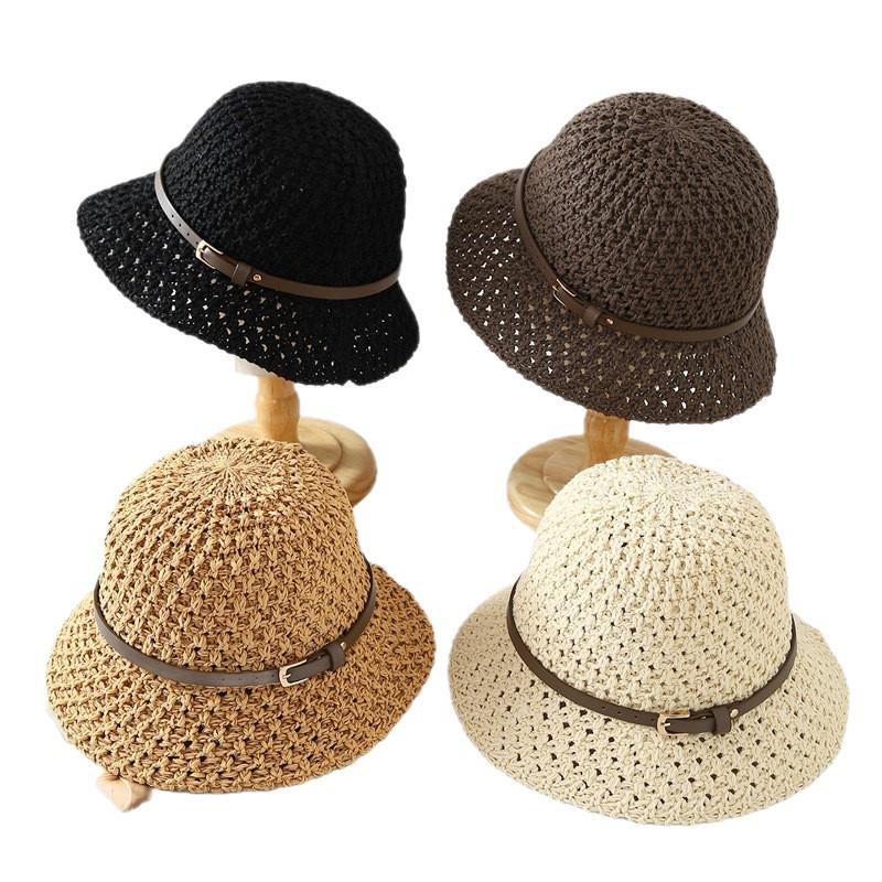 Japanese Korean Fashion Sun Protection Beach Hat with Leather Buckle