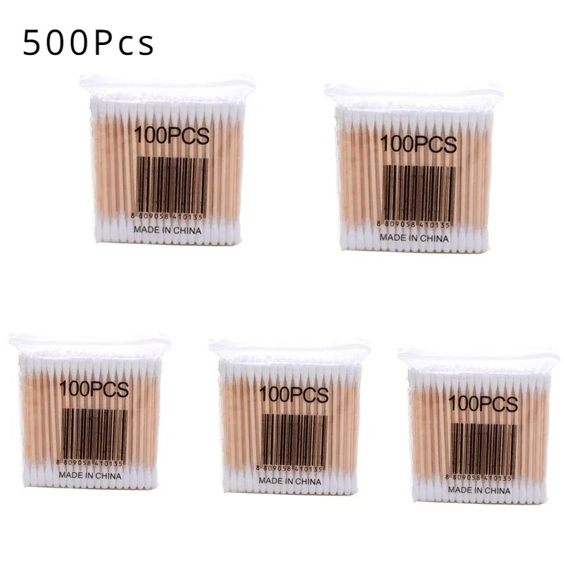 300/500/1000pcs Double Head Cotton Swab Women Makeup Cotton Buds Tip for Wood Sticks Nose Ears Cleaning Health Care Tools