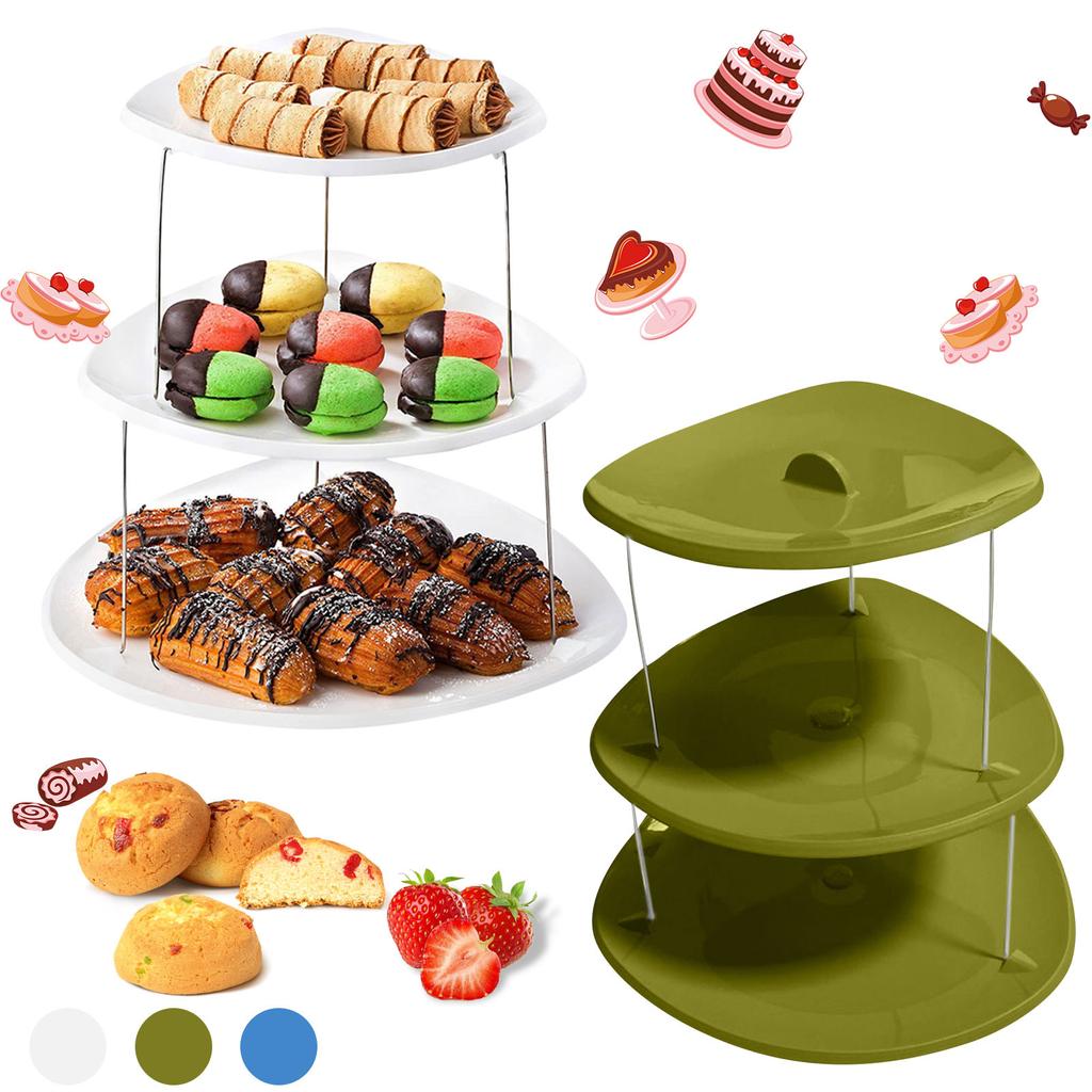 Party Tray 3 Tier Decorative Plastic Appetizers Trays For Serving Sandwiches Cake And Sliced Cheese
