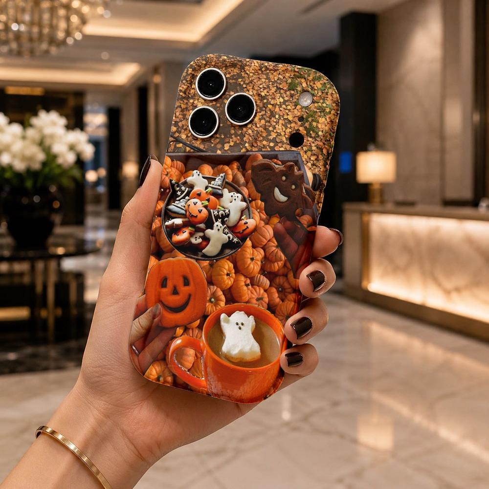 Cute Halloween Stereo Cozy Fall Shockproof Soft Case For iPhone 17 16 15 14 13 12 11 Pro Max Air Wavy Frame Phone Cover