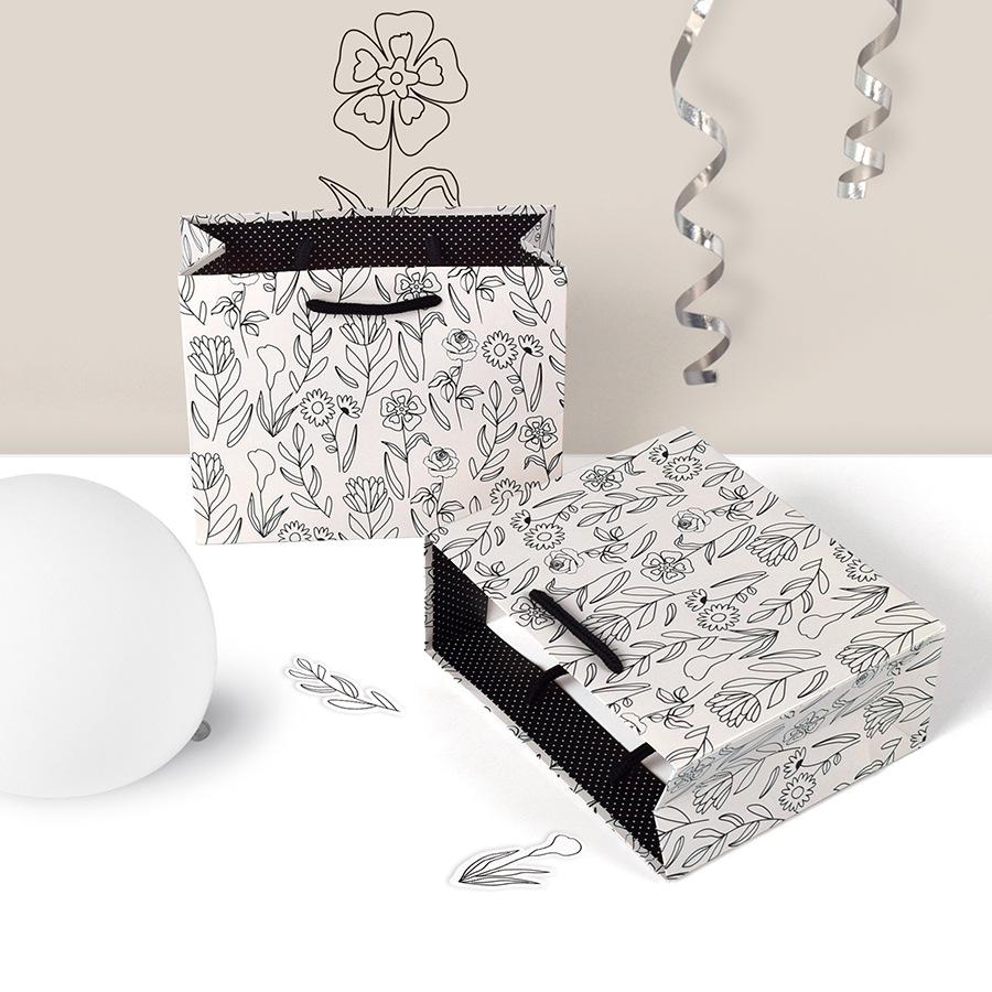 WTEMPO Creative DIY Flower Tote Bags Simple Gift Paper Packaging Bags Store Shopping Bags Items Storage Bags