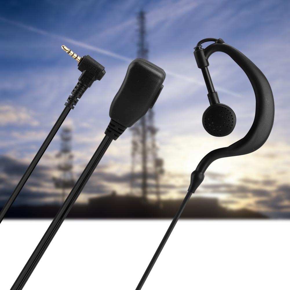 2PCS ABS 3.5mm Plug ABS Single Listening Earphone Ear Hanging Headset for Radio Walkie Talkie